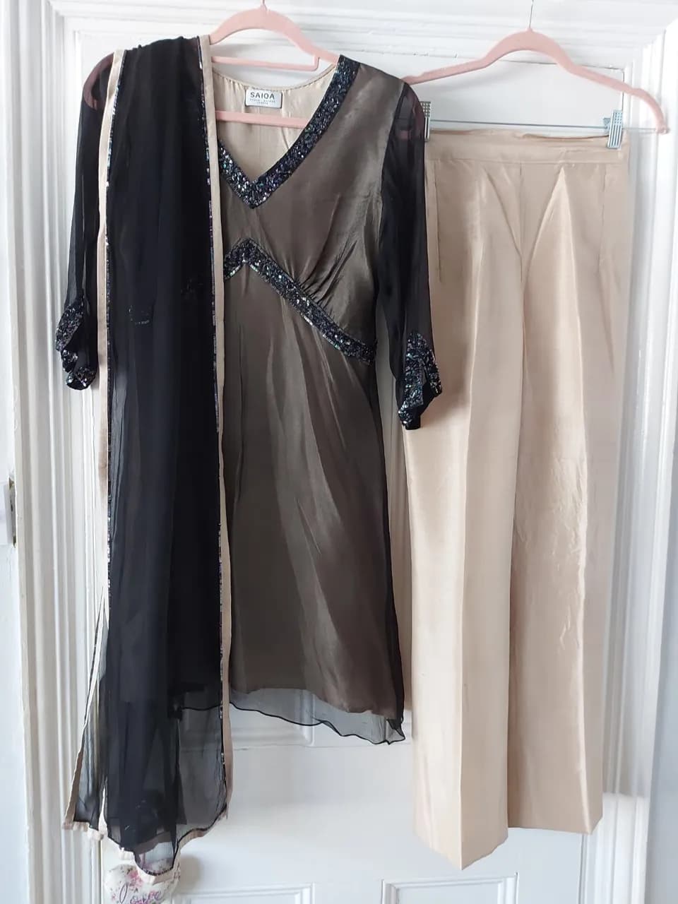 3-pieceblack and gold luxury salwar kameez suit from Saiqa Majeed London