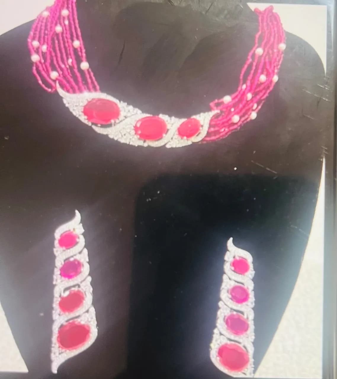 Bead Dimante necklace & earrings