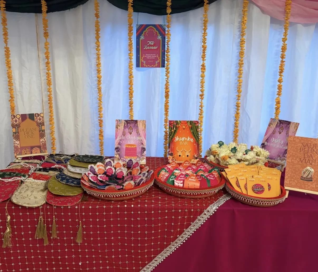 Mehndi bazaar signs (used) - preloved Asian wedding decor UK
