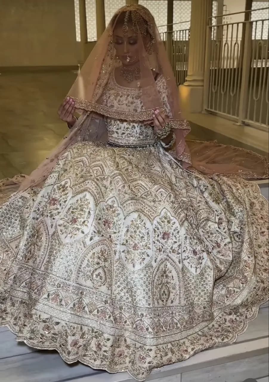 Beige bridal lengha — image 1