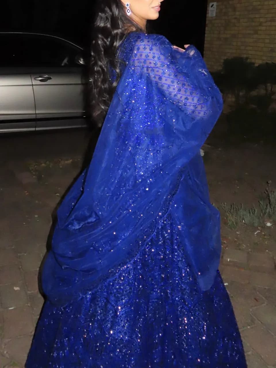 Blue Custom Modest Lengha Mongas — image 1