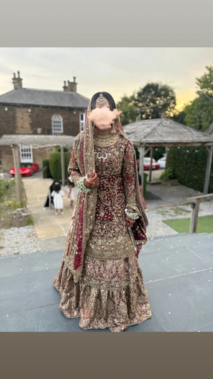 Bridal Maroon & Gold Lehenga - Heavy Embroidery