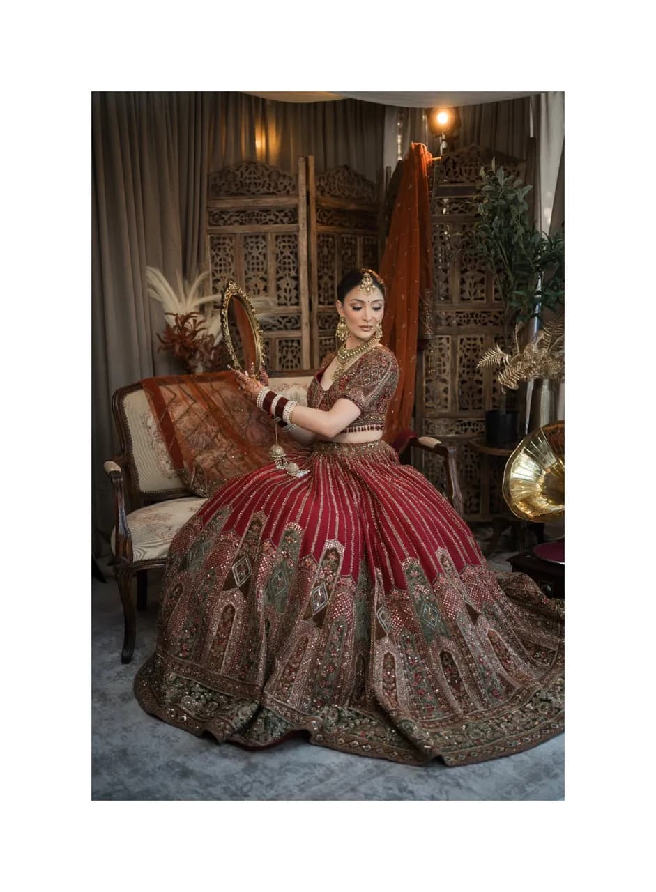 Red Bridal Lehenga – Size 6/8 – RRP £2,900 — image 1