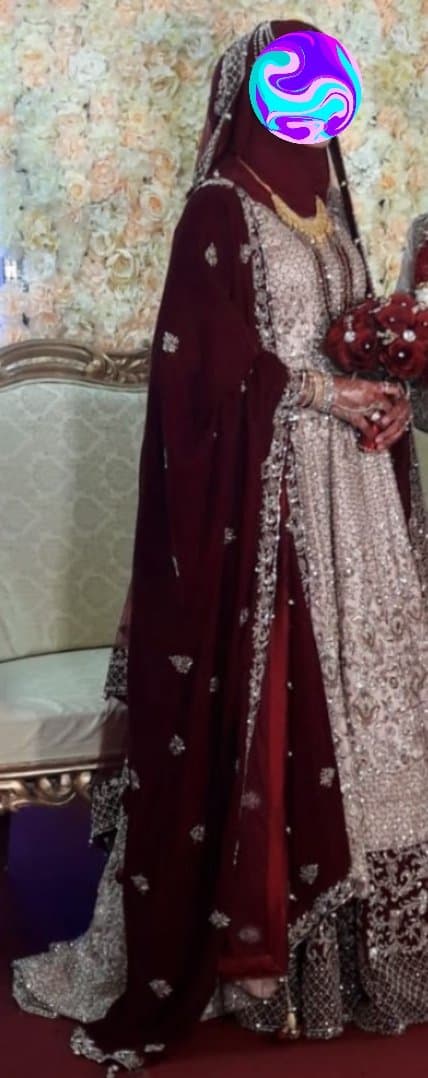 Champagne gold, blush pink, burgandy bridal lengha — image 1