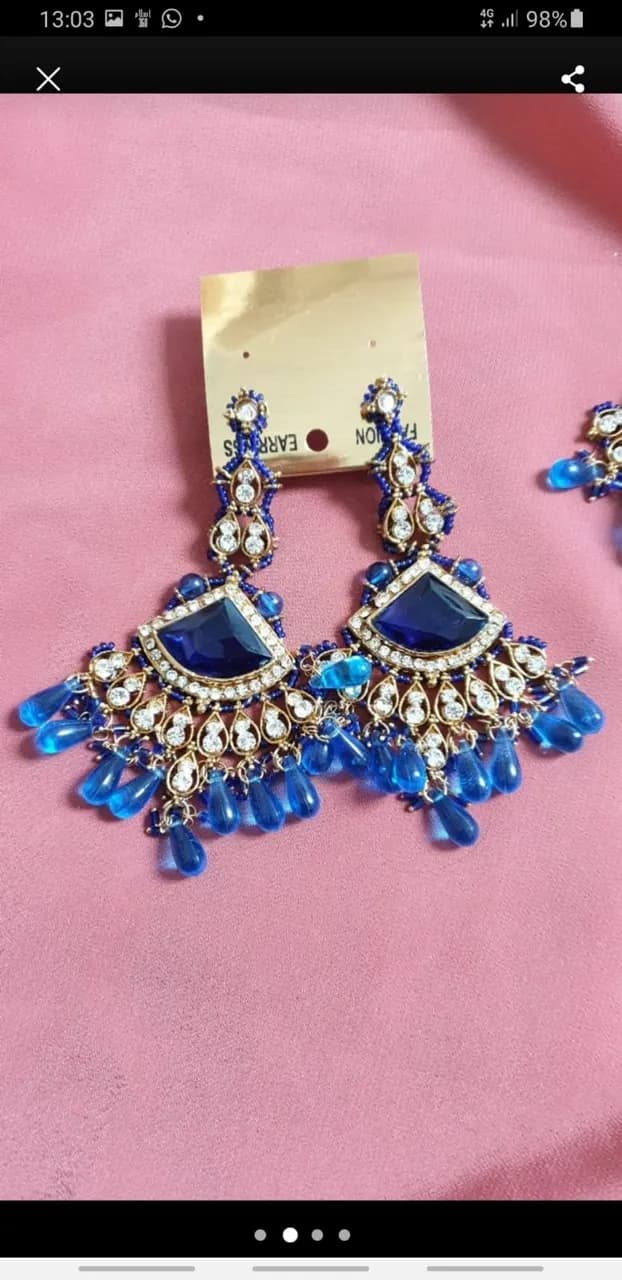 Blue earring, tikkah and necklace set — image 1