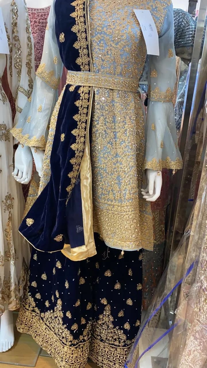 BRAND NEW size S sky blue and navy lengha — image 1