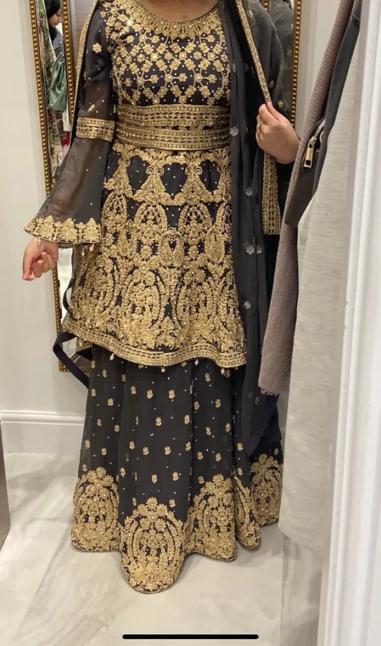 Dark grey 3 piece lengha — image 1