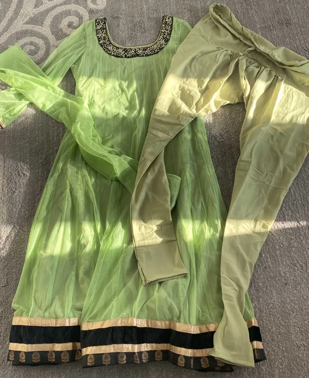 Green and black dress — image 1