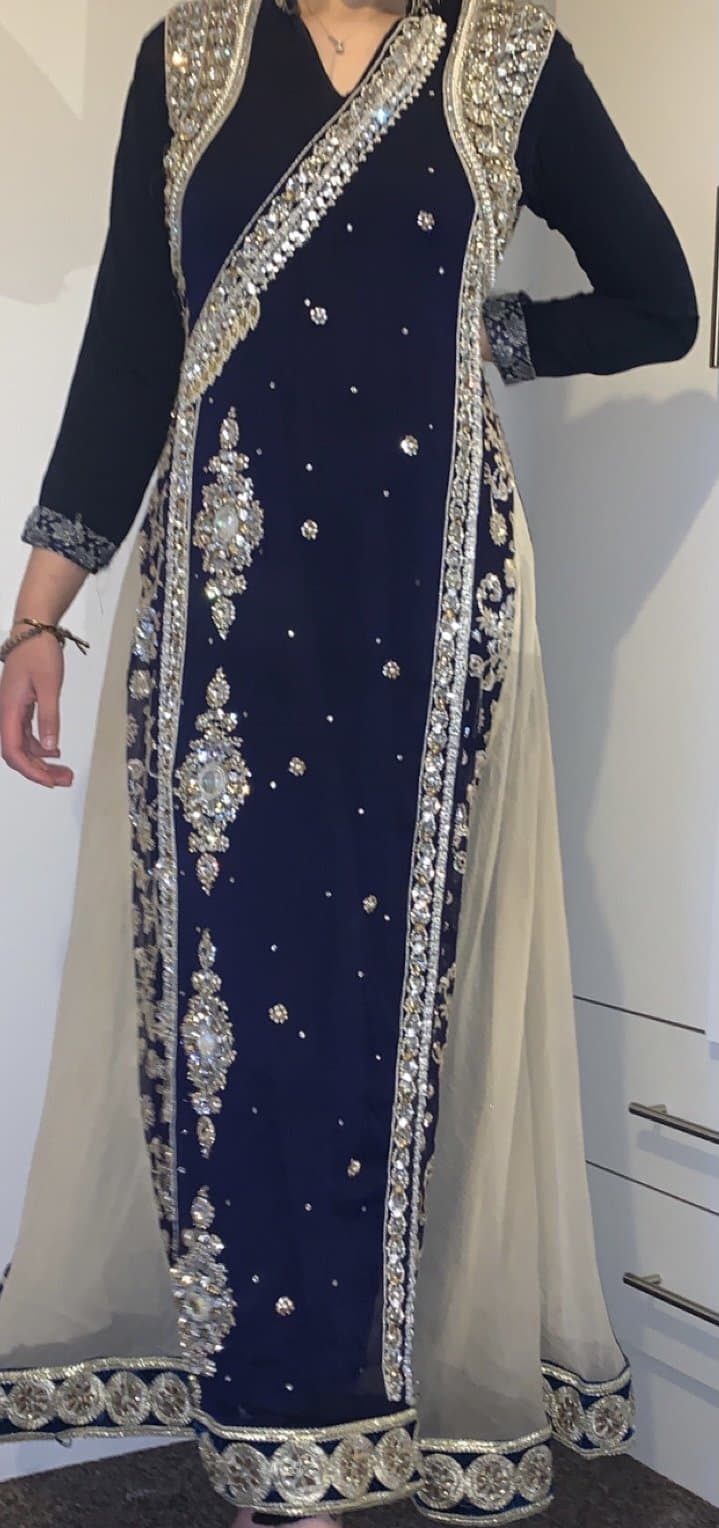 Navy and beige maxi dress — image 1