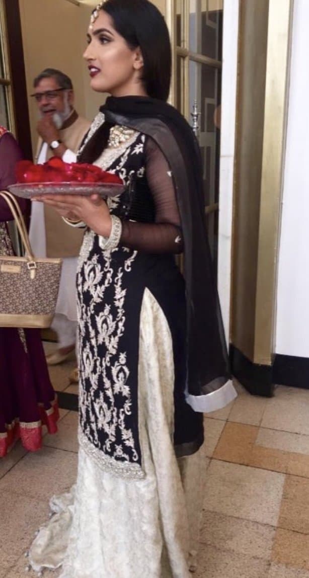 Black 3 piece embroidered chiffon formal wear — image 1