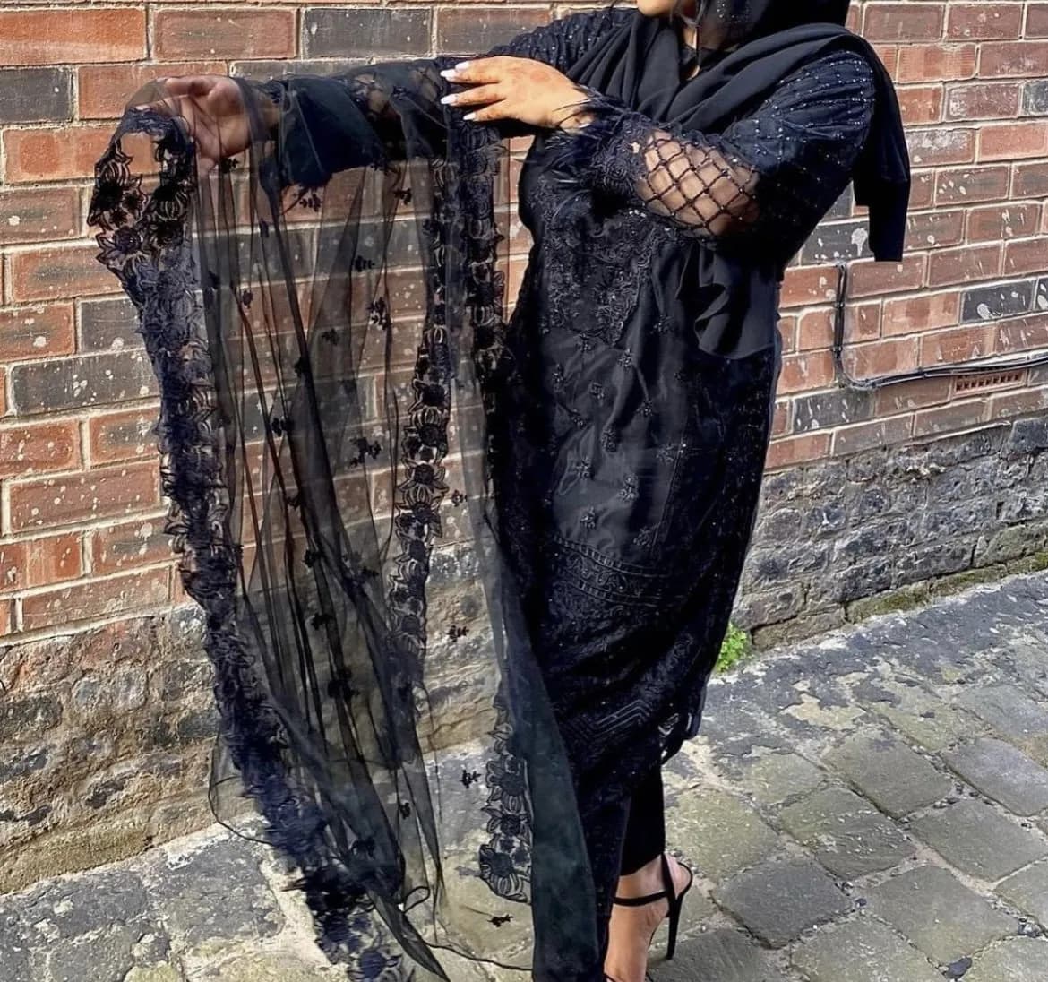 Black diamond net dress (TOP&DUPATTA) — image 1