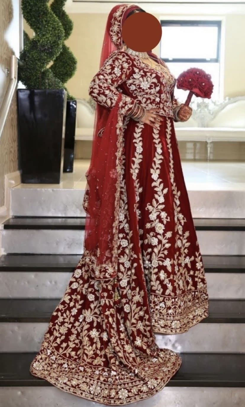 2 piece Wedding Lengha with small trail — image 1