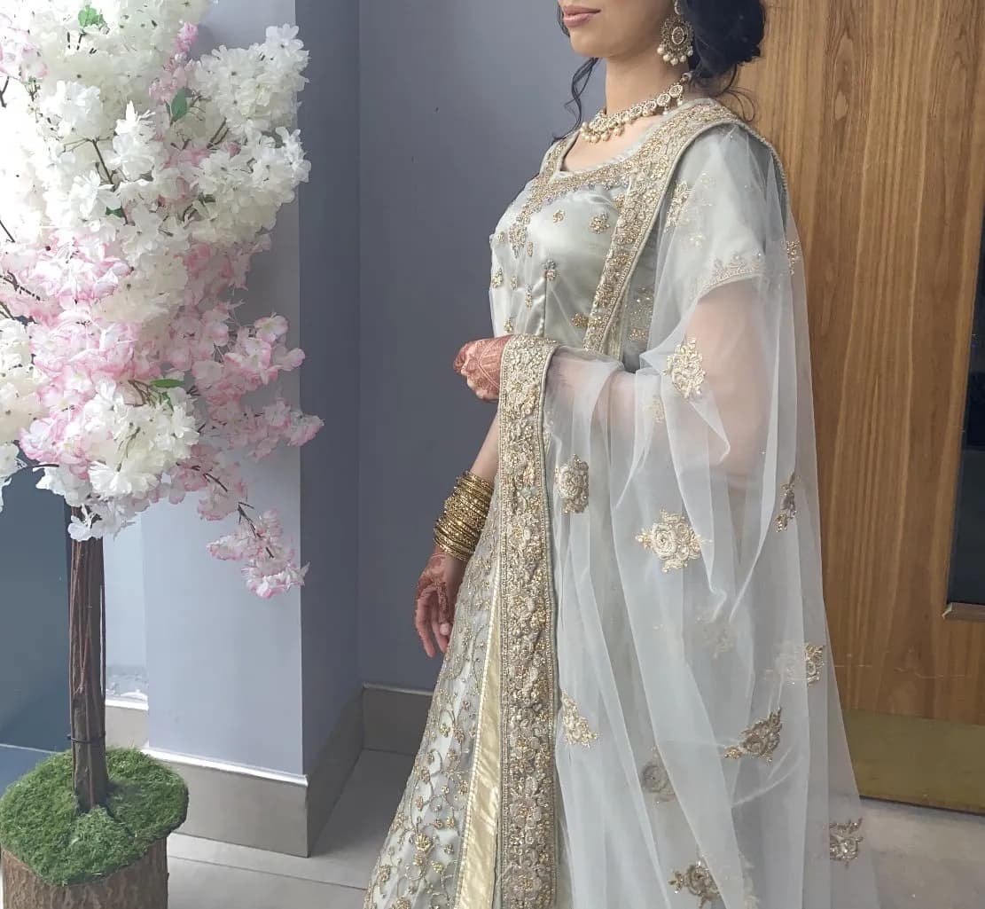 Baby Blue and Gold Lengha — image 1
