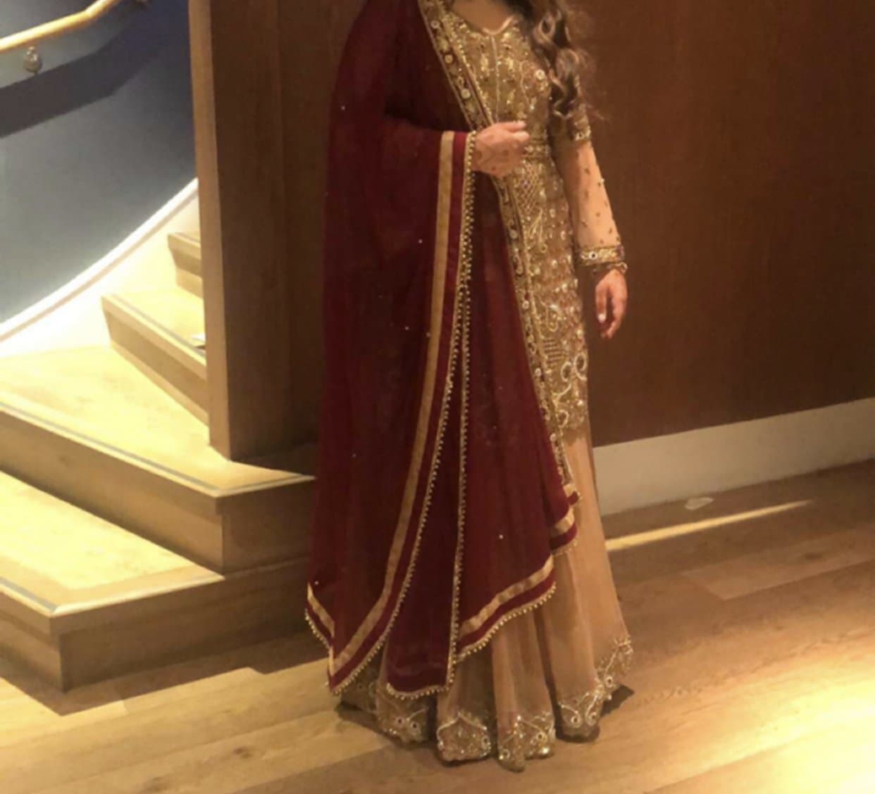 Gold and red 3 piece lengha suit — image 1