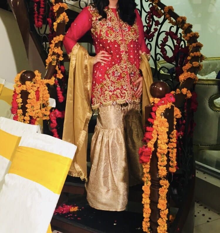Designer pink & gold gharara — image 1