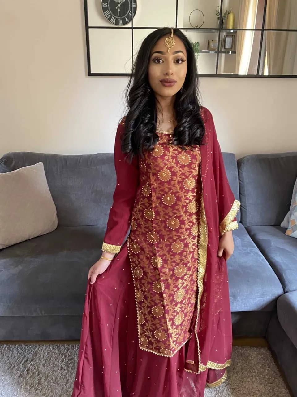 Dark Red Lengha — image 1
