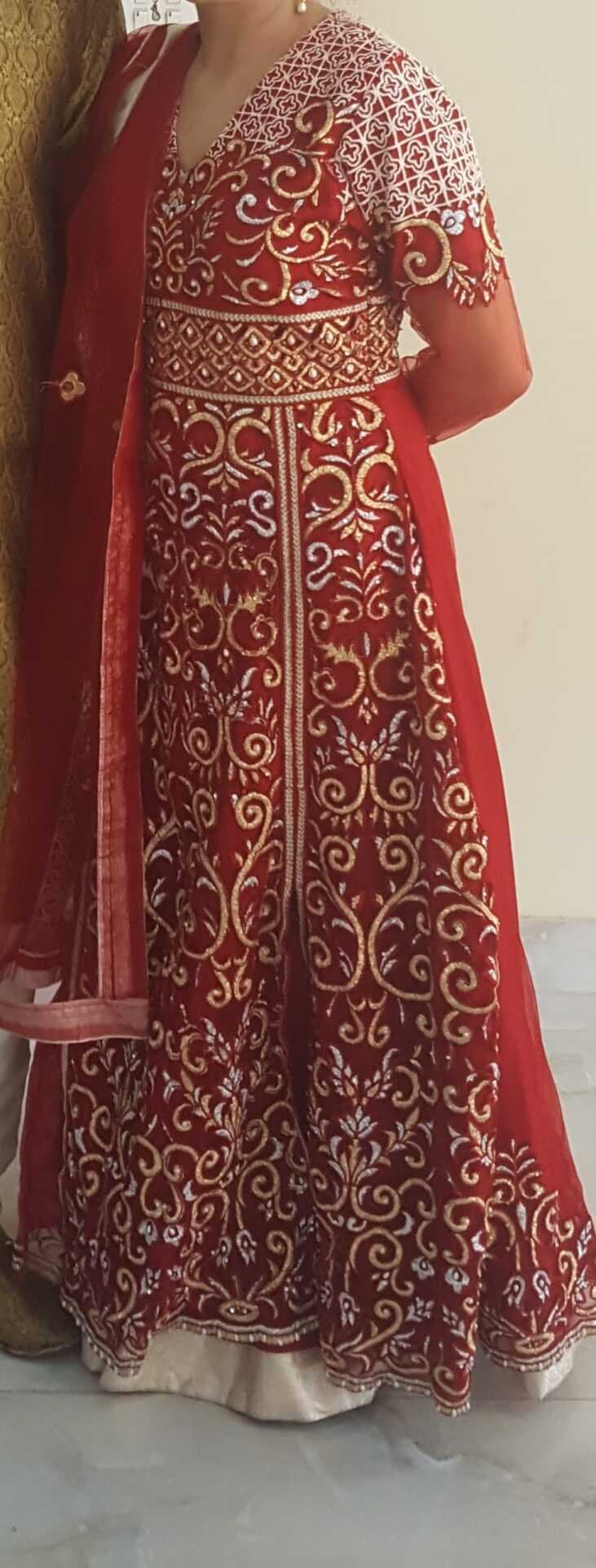 Red & Gold Dress with Lengha — image 1