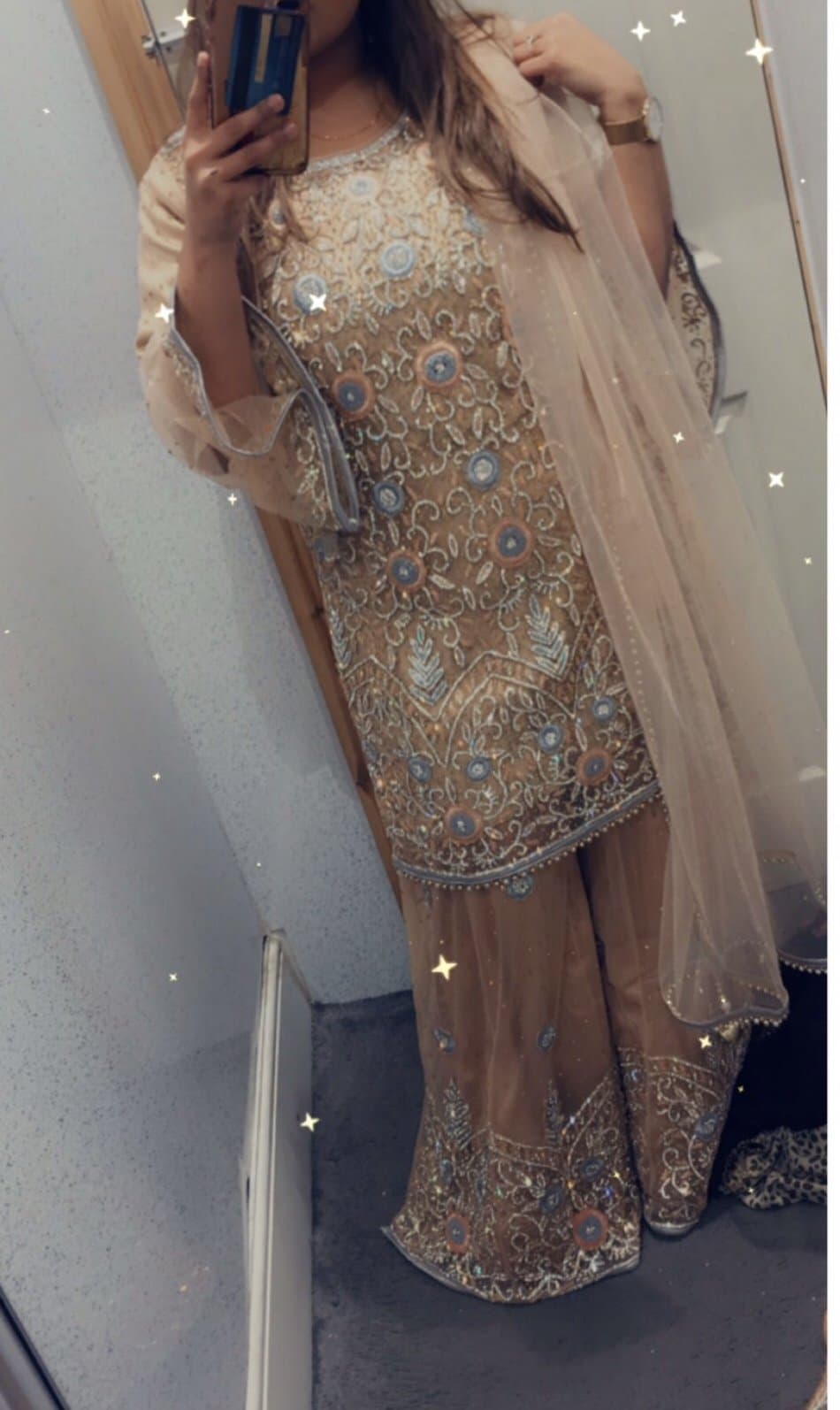 gharara outfit Silver and Peach — image 1