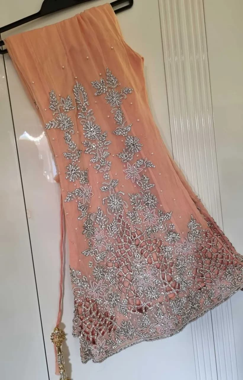 Indian Style Heavy Suit- Silver & Peach — image 1