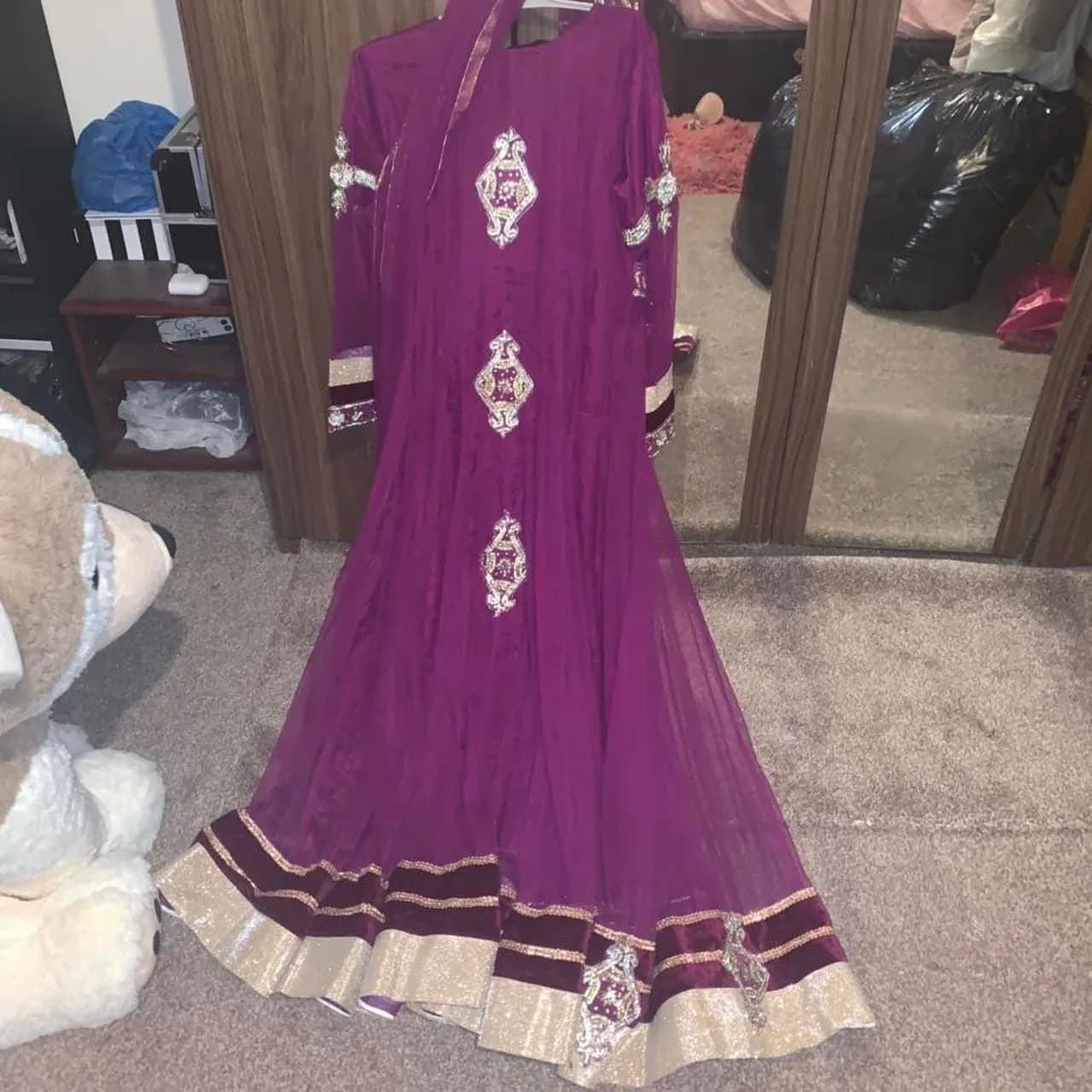 Purple Anarkali dress 3 piece suit — image 1