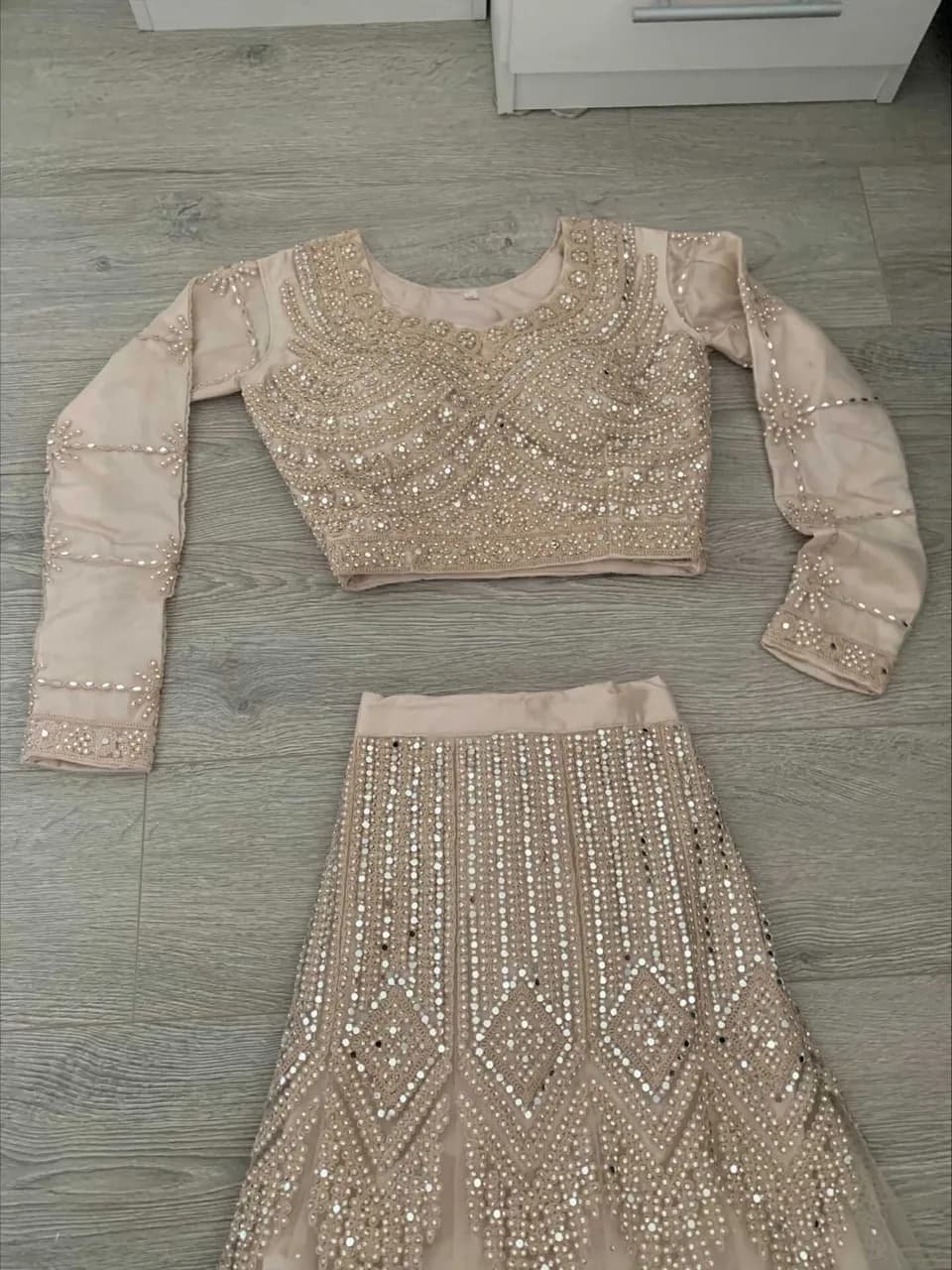 Champagne Pink Embellished Lengha — image 1