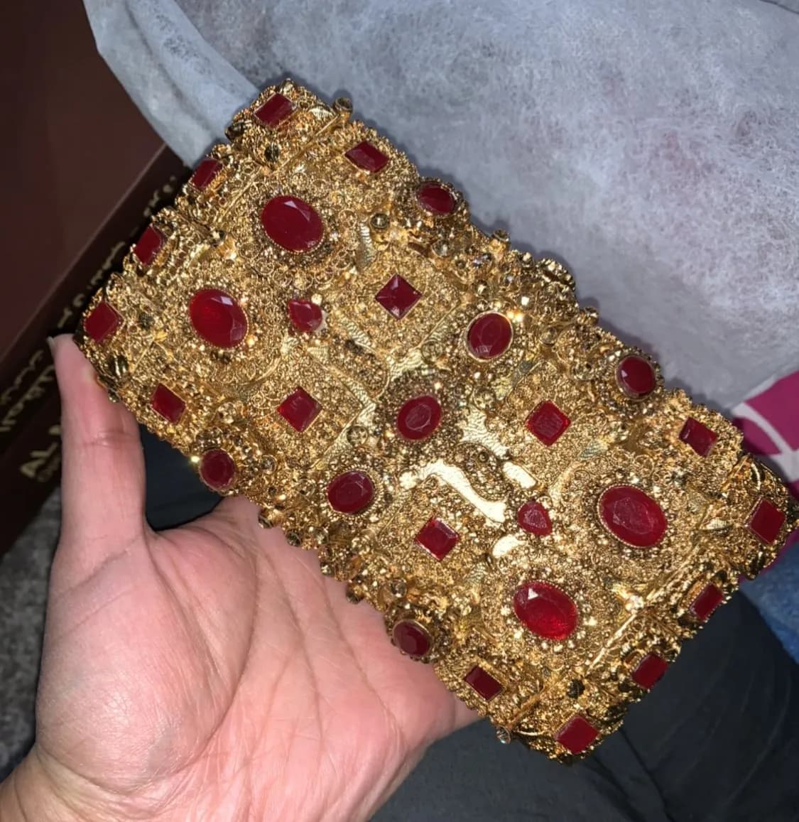 Bridal gold and red clutch — image 1