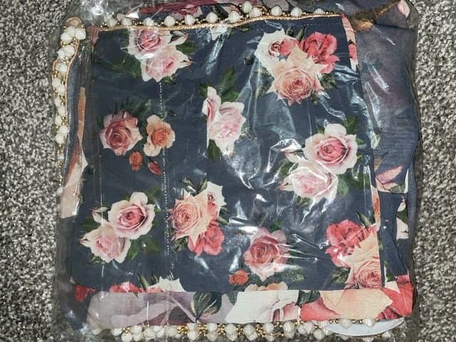 Flower Printed Dark Grey chiffon saree — image 1