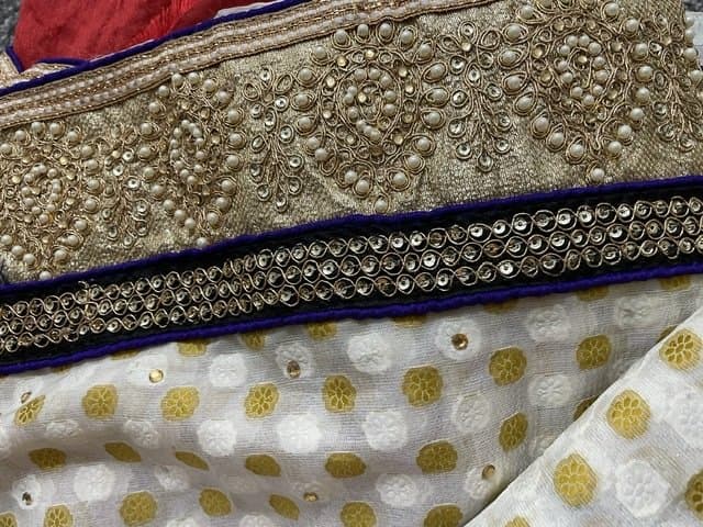 Red/White/Pink Saree with embroidery — image 1