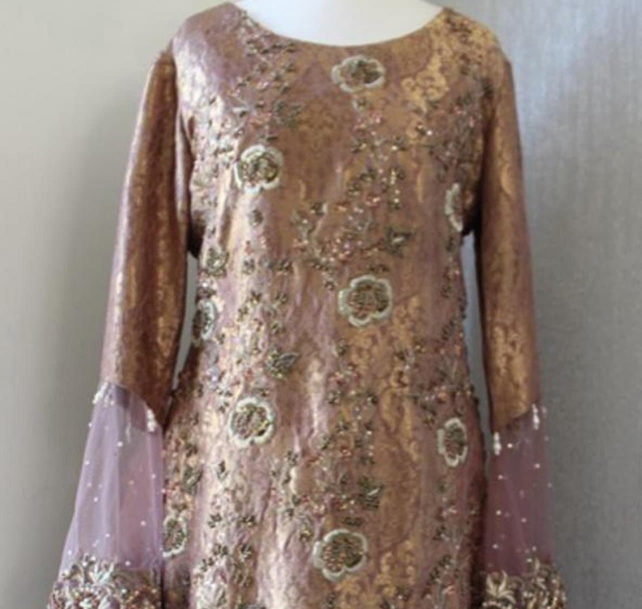 Tea Pink brocade kameez — image 1