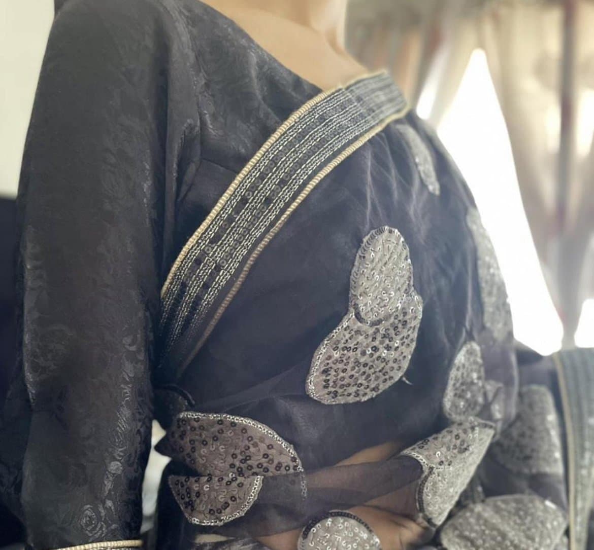 Beautiful saree in charcoal — image 1