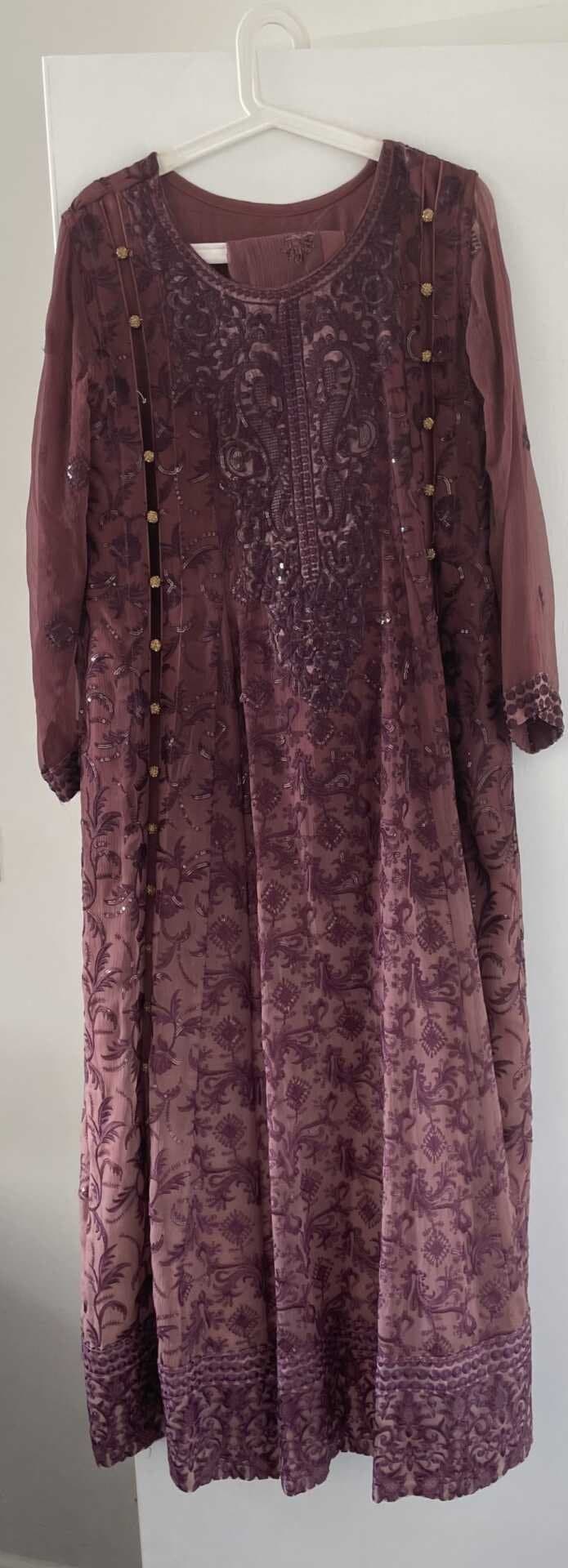 Ombré aubregine purple long dress with hand embroidery size 8-10 — image 1