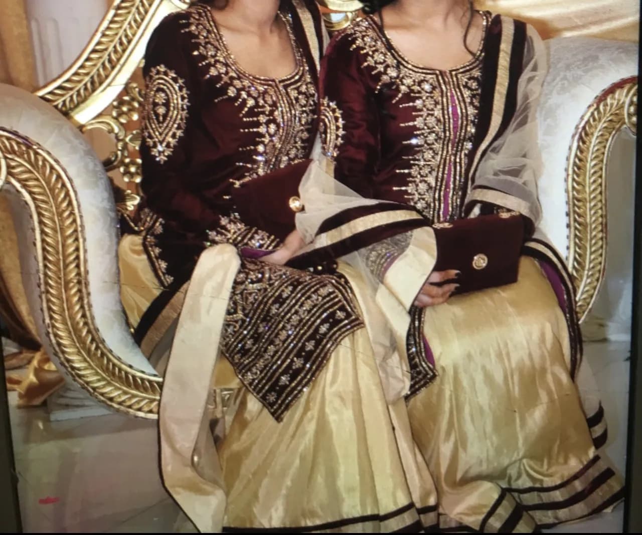 Long lehenga style bridesmaid dresses — image 1
