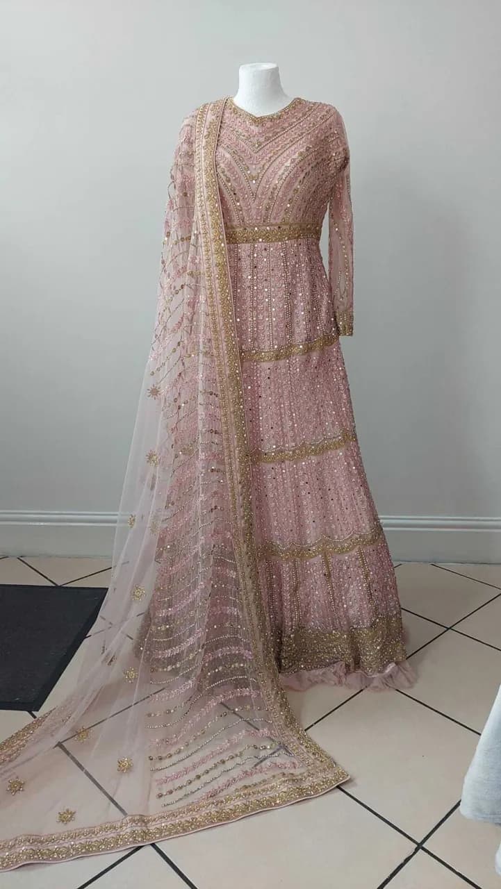 Beautiful pink mirror embroidered dress — image 1