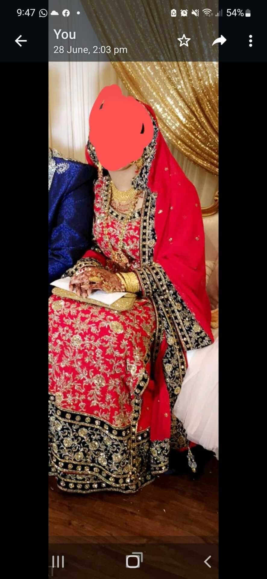 Red and navy Bridal lengha — image 1