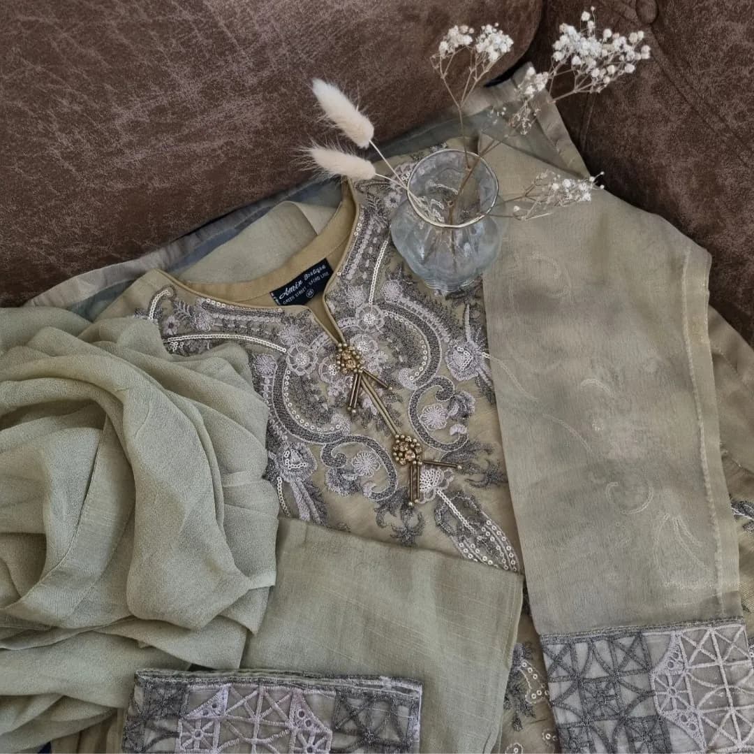 XS Gold Organza Salwar Kameez — image 1