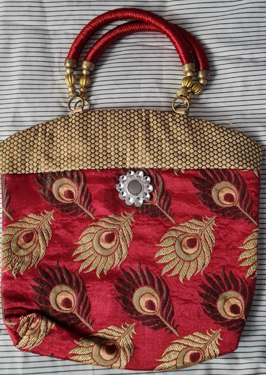 Red and gold indian bag — image 1