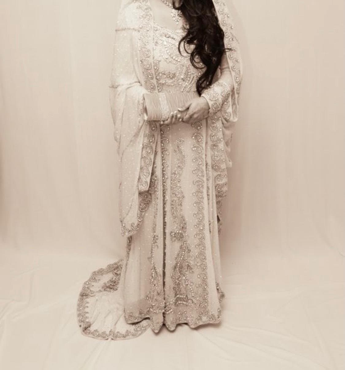 Baby pink diamonte long trail gown — image 1