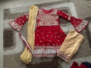Gold trail dress/ Maroon dress — image 1