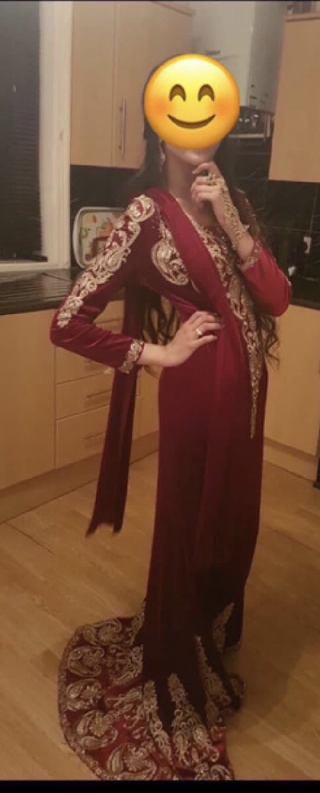 Maroon velvet dress — image 1