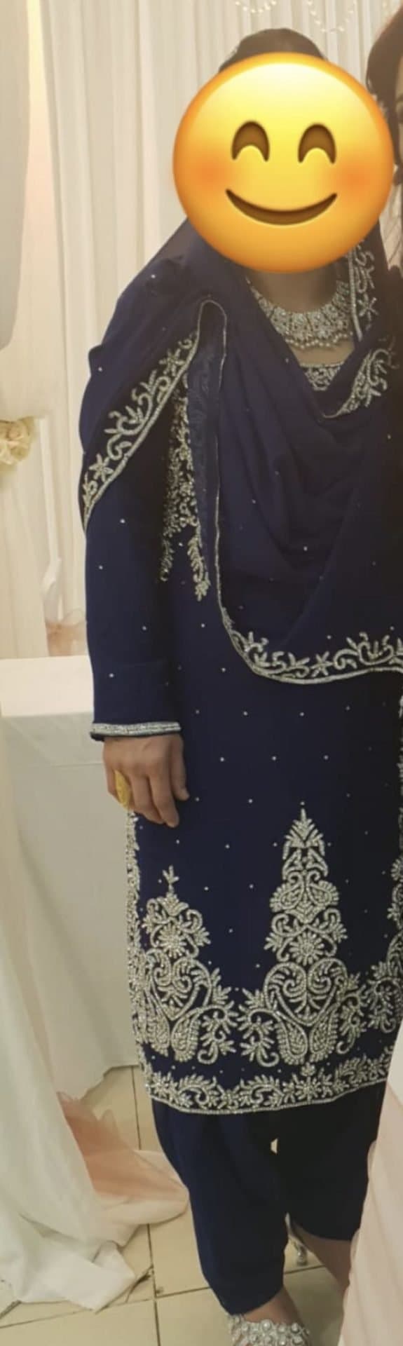 dark blue heavy salwar kameez with dupatta — image 1