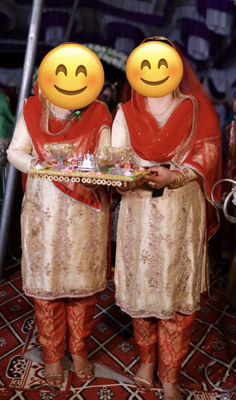 red and gold salwar kameez suit — image 1