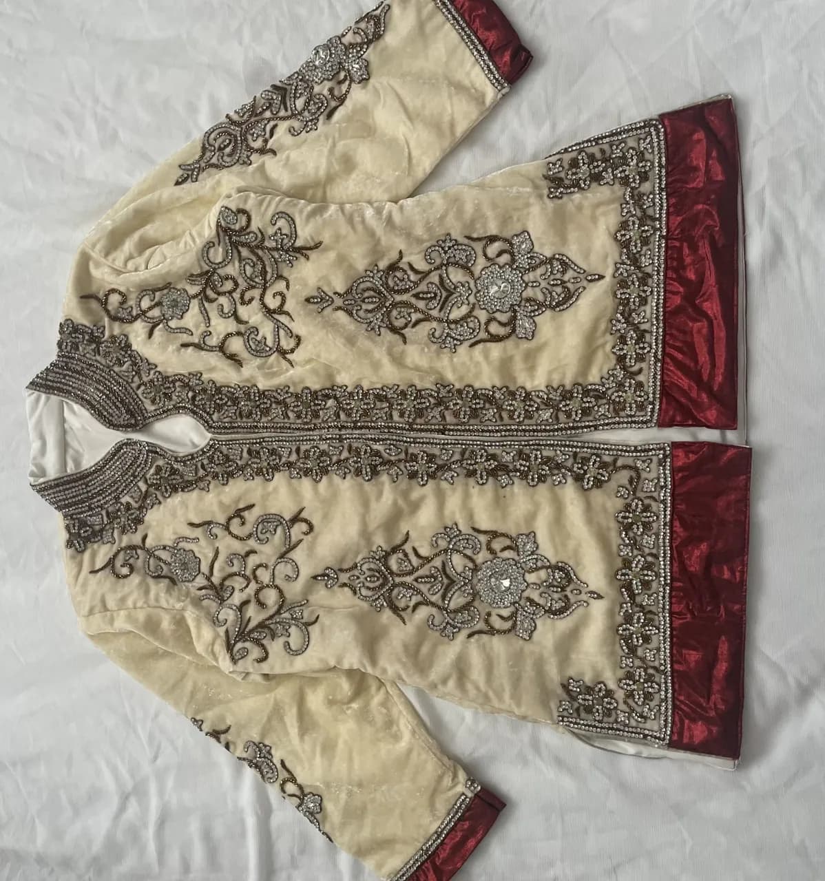 cream velvet short jacket top — image 1