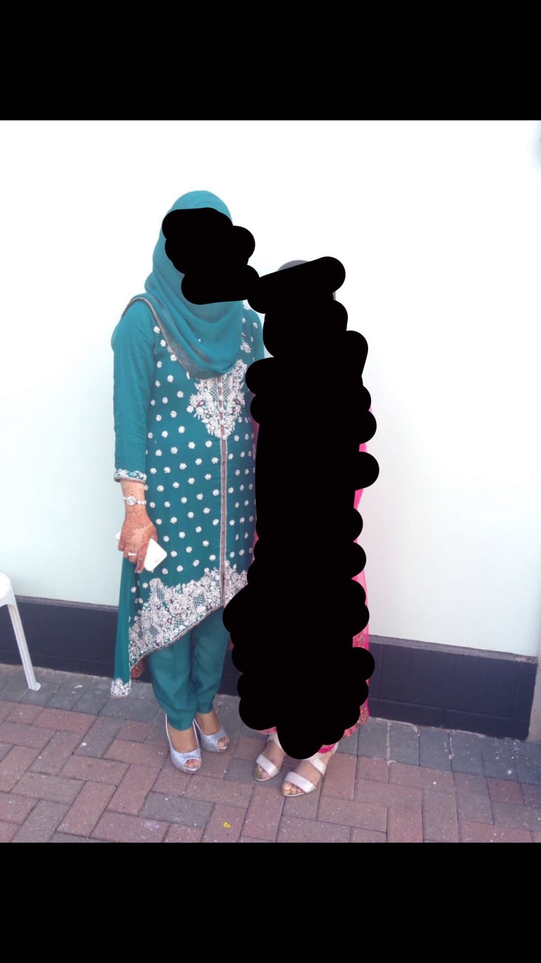 Teal party wear chiffonsuit (3 piece) — image 1