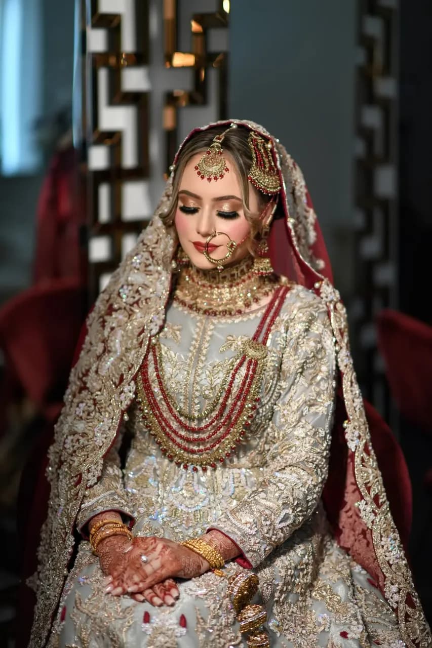 pastel blue and deep burgundy lengha. — image 1