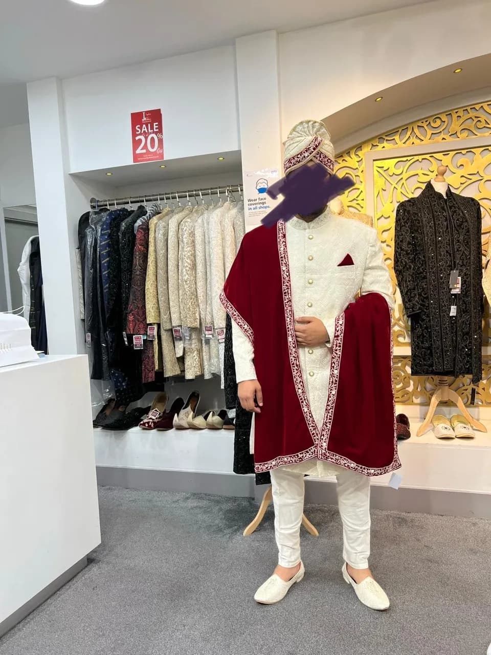 Men’s White Sherwaani — image 1