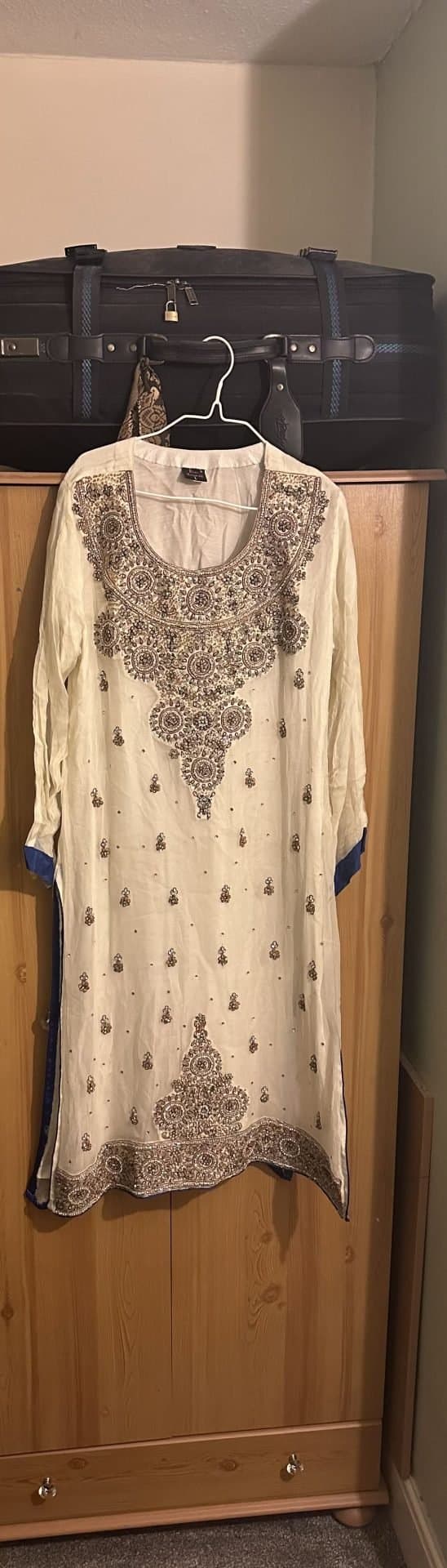 blue and white Pakistani suit — image 1