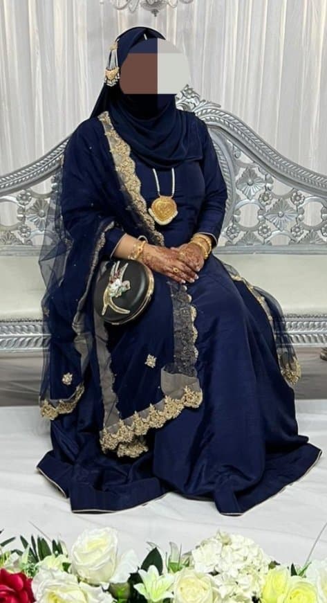 Navy blue maxi dress. Pakistani party wear. — image 1