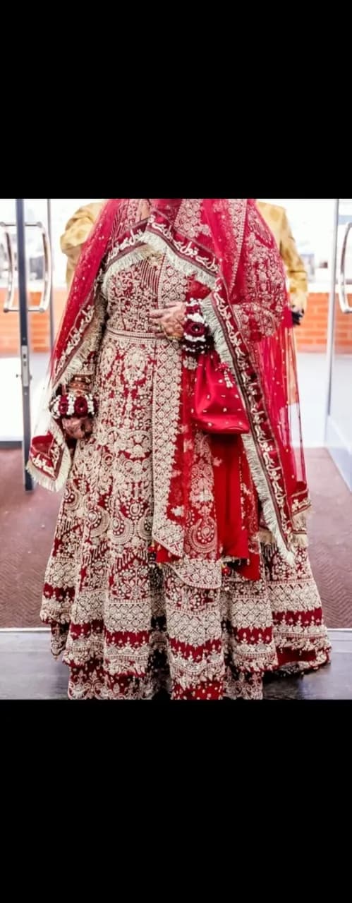 Maroon and Gold Bridal Lengha — image 1