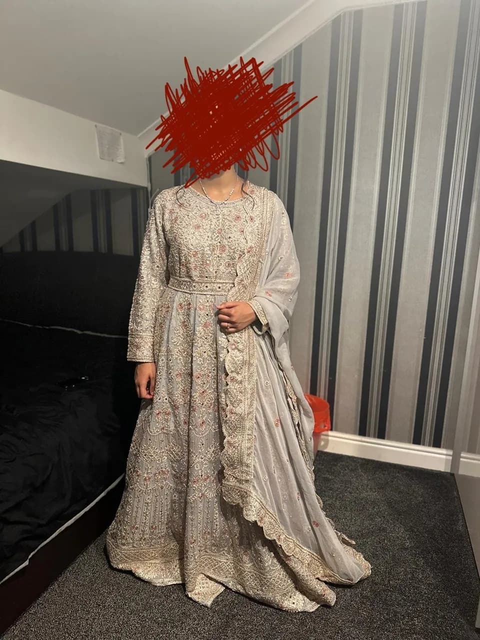 Heavy Silver and Rose Gold Asian Bridal Dress — image 1