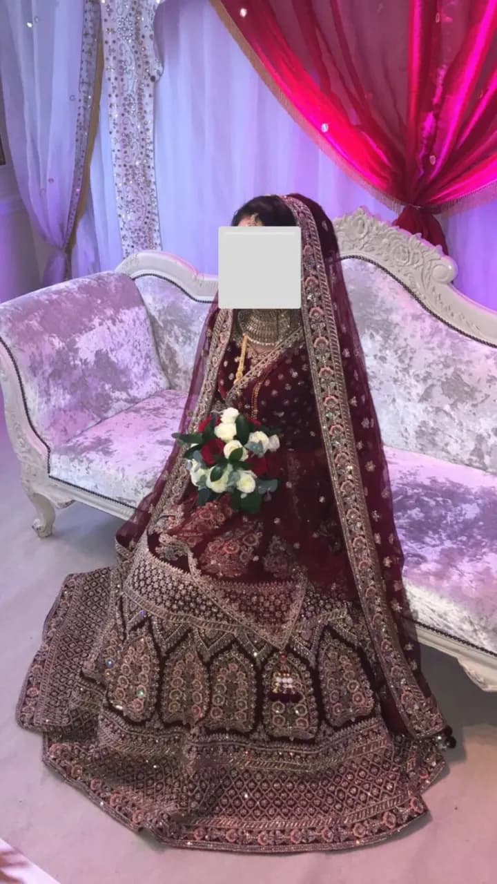 burgundy Sabyasachi lehenga